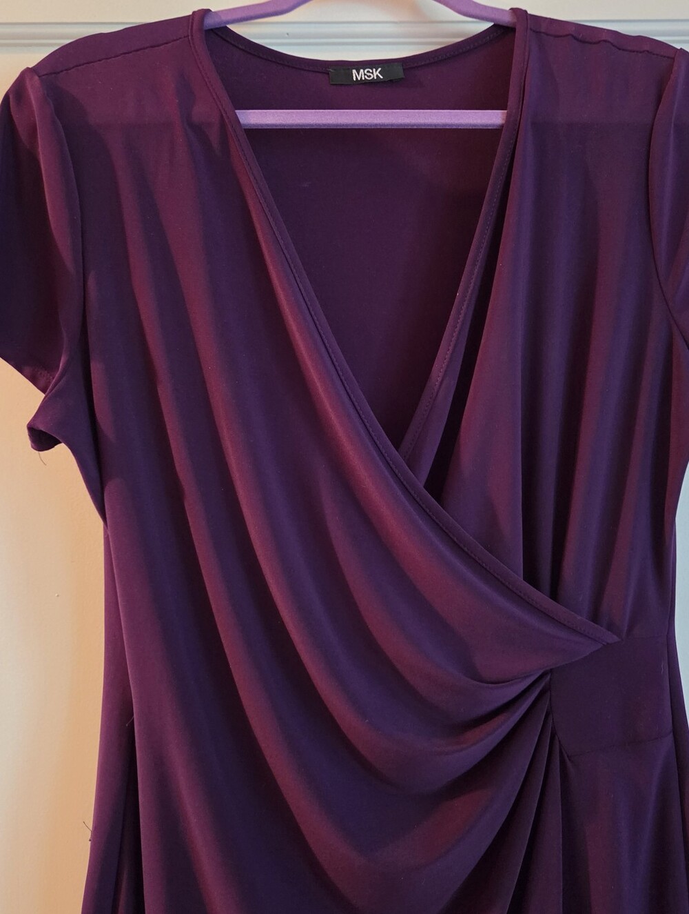 Plum MSK Women's Cap Sleeve Side Rouch Dress